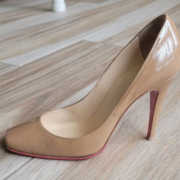 Christian Louboutin Shoes - Christian Louboutin Nude Square Toe Patent leather Pumps Eur. 36